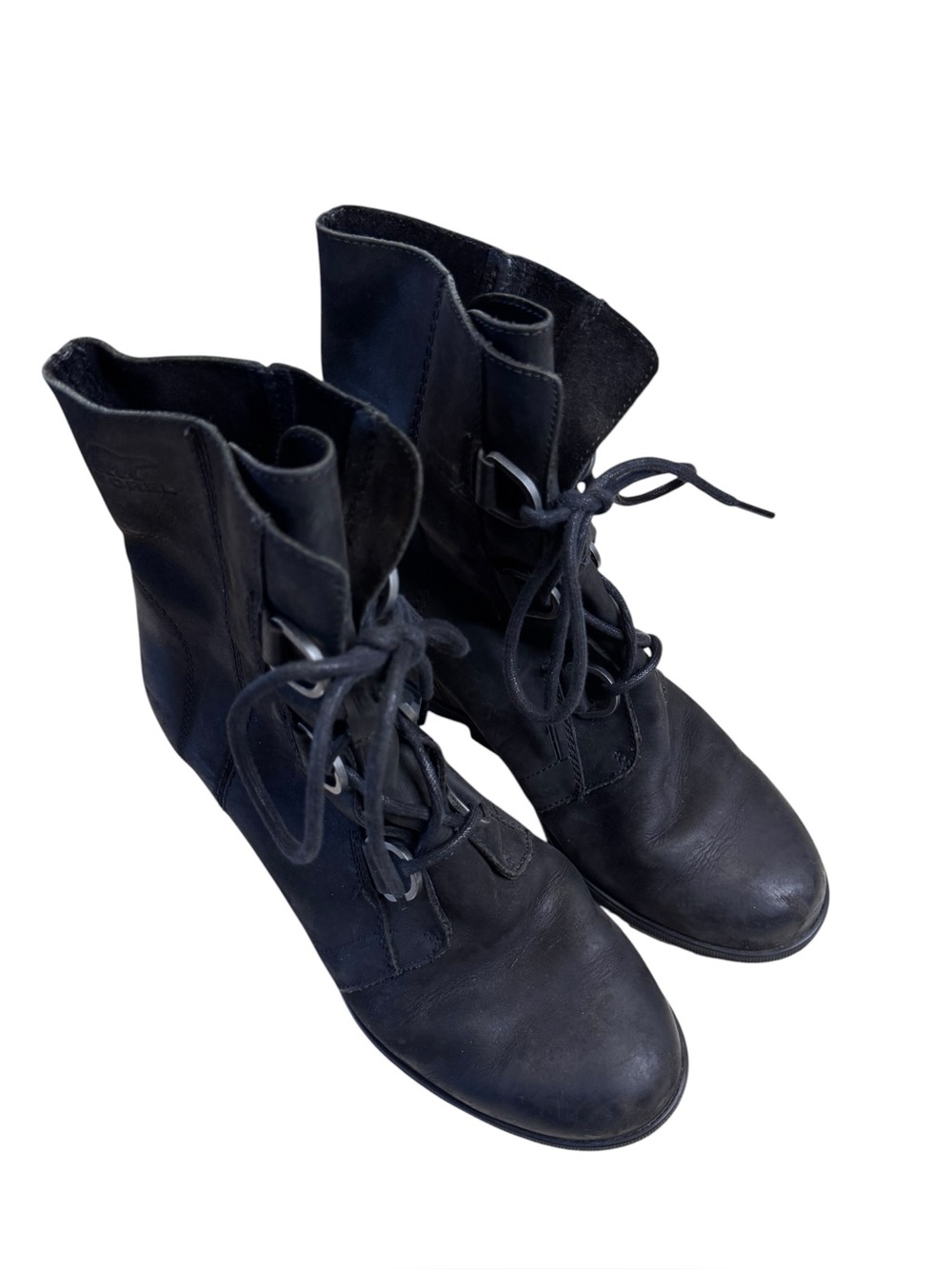 Sorel Women's Joan Of Arctic Wedge II Boots Black Leather Women's Size 10